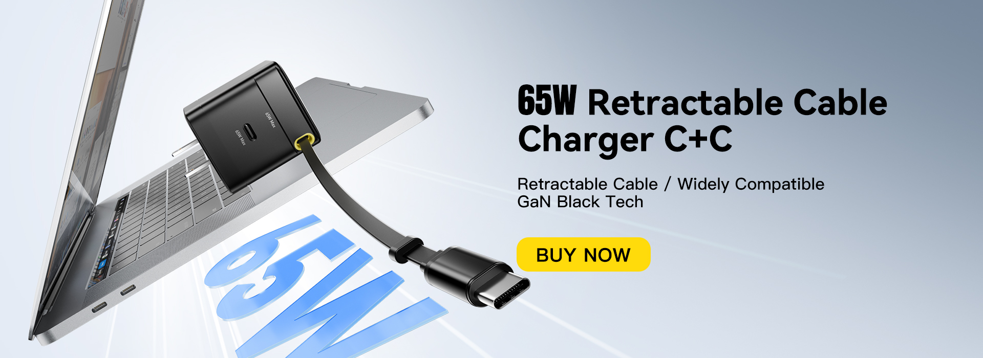 ESSAGER G652CU Series 65W Built-In USB-C Cable GaN USB-C Charger