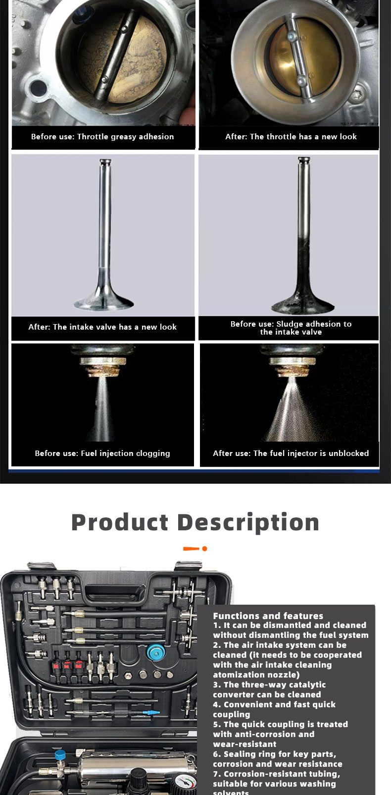 Black Car Line Maintenance Cleaner Tool for Automobile Air Conditioning Cleaning