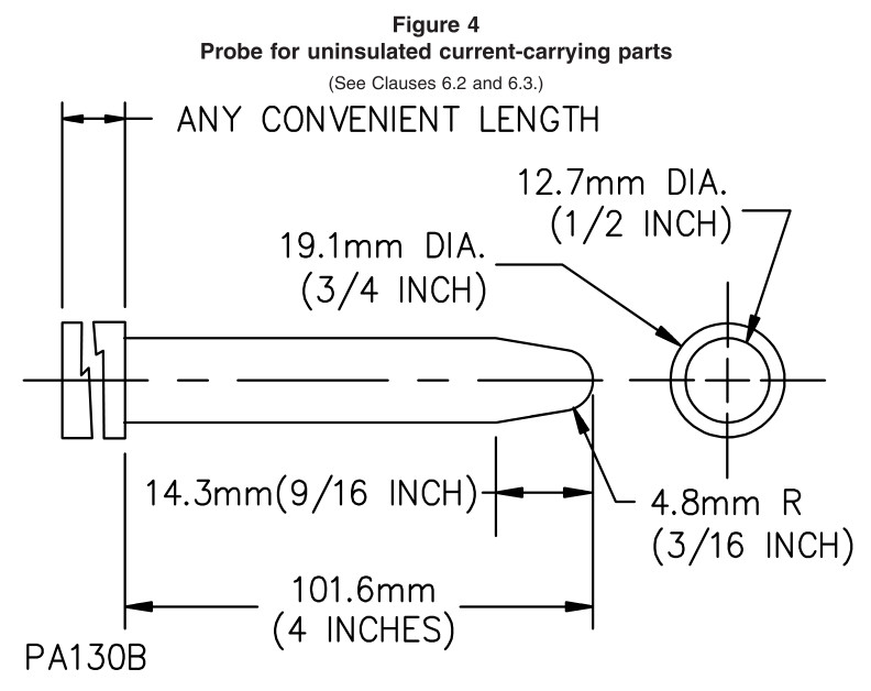 Stainless Steel UL 2157 Test Finger Probe 4 Pieces One Kit Clause 6.1