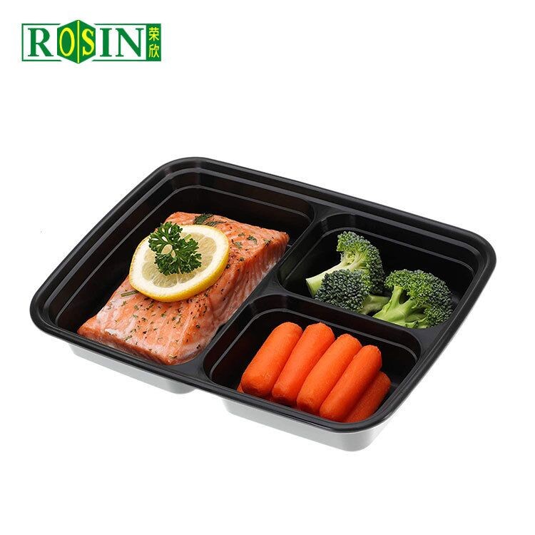 Square 3 Compartment Takeaway Food Container 1000ml Disposable Takeaway Containers
