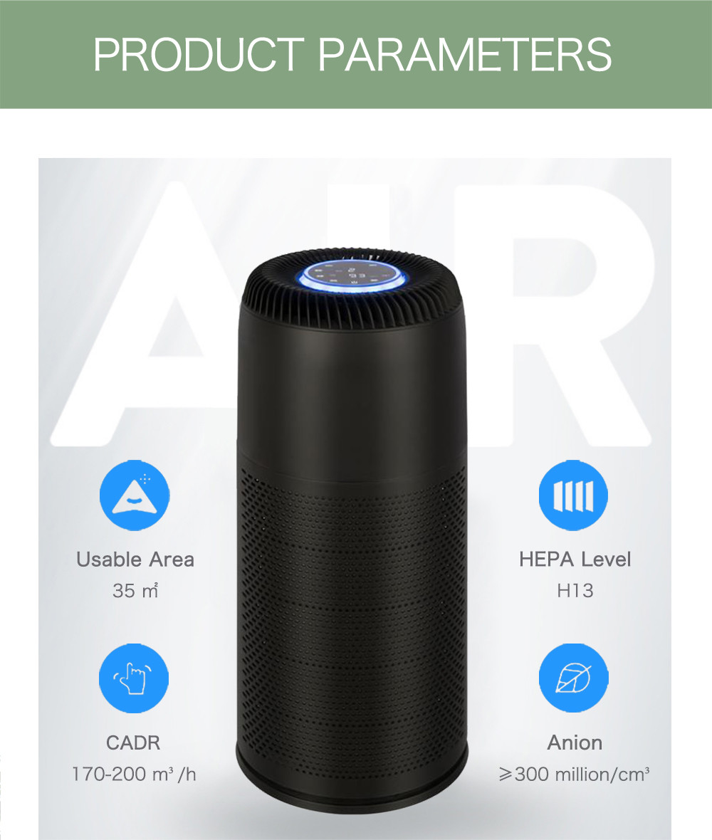 TEMP Display 200m3/H 18W Hepa Dust Filter Purifier