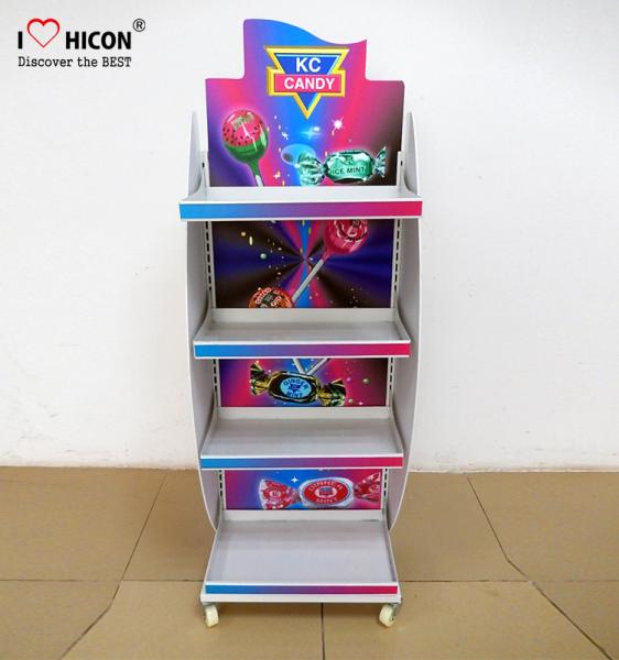 Quality Freestanding Candy Merchandising Metal Retail Display Stands With Powder Coating for sale