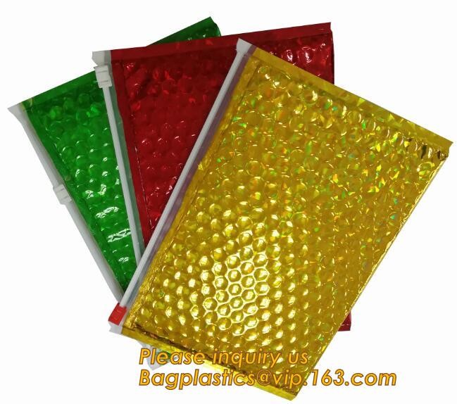 air mail metallic holographi rose gold bubble padded mailer / Zip lockkk bubble bag/ slider bubble bag,Holographic Factory