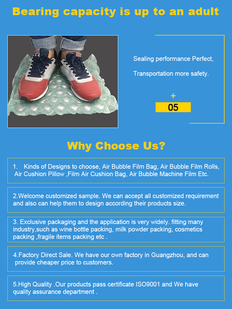 Inflatable Air Cushion Bubble Bag Strong Protection From Destructive Film Wrapping Roll