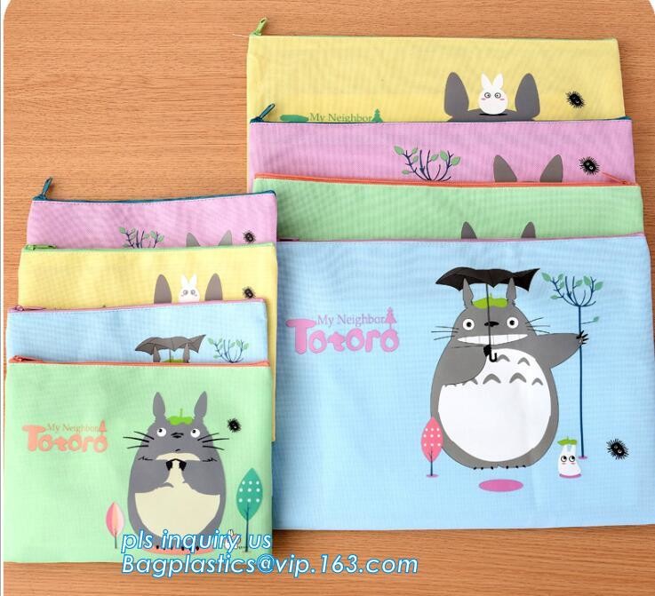 Eco-friendly plastic custom slider zipper PVC stationery bag, k slider zipper closure stationery bag, Slider Zippe