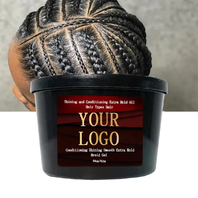64oz Braid Gel for Braid Twist No Flaking Olive Oil Custom Wholesale Braiding Jam Extra Hold wholesale 4C Hair Edge Control