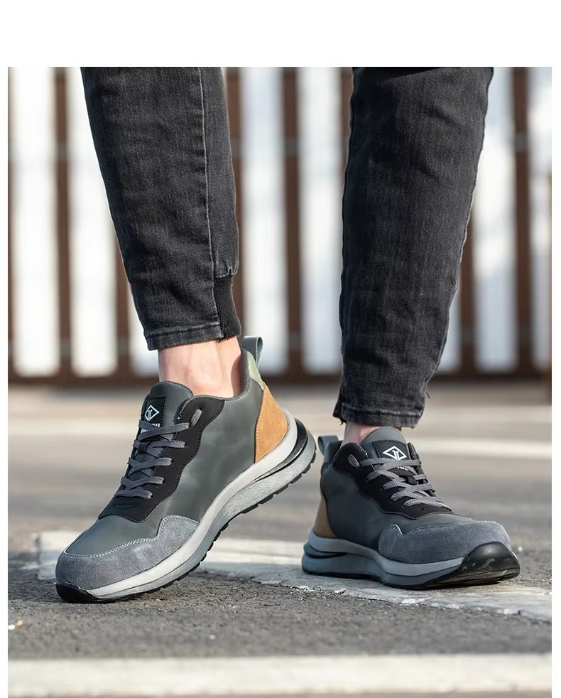 Kevlar Work Shoes Rubber Sole Suede Microfiber Construction Safety Shoes Standard Steel Toe Anti Smashing
