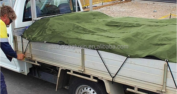 Sturdy Green PVC Tarpaulin Ideal for Blocking Sunlight and Moisture in Outdoor Settings