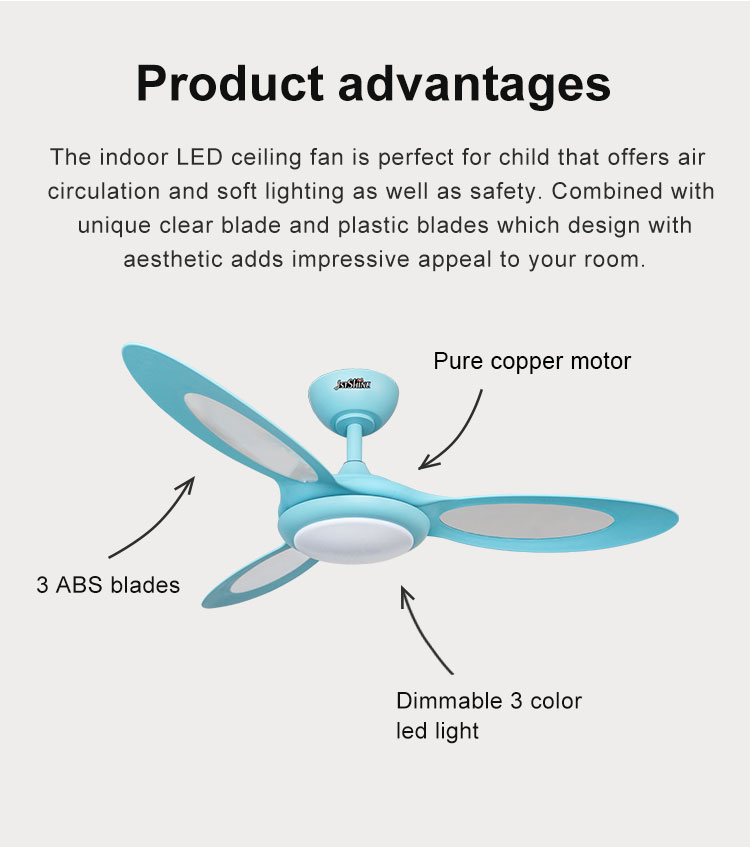 44 inch 230V ABS blades ceiling fan with light Bedroom/living rooom/dinning room/office