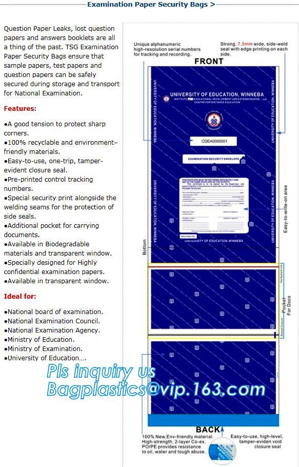 Document safe tamper proof bank deposit bag, Steb Plastic Money Pe Bank Deposit Coin Security Pouch Bags With Seal For C