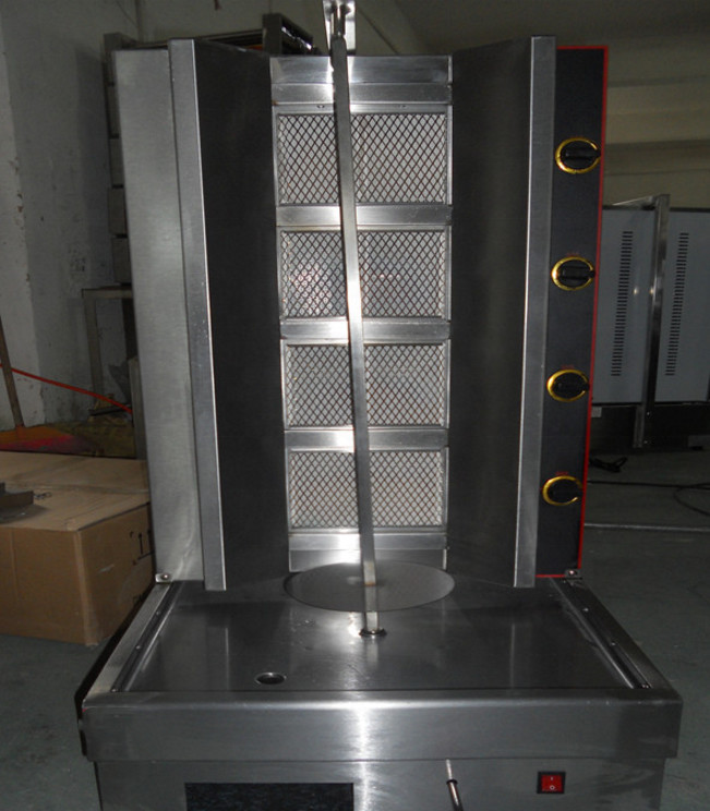 4 Burner Gas Sus Chicken Shawarma Machine 60kg/H