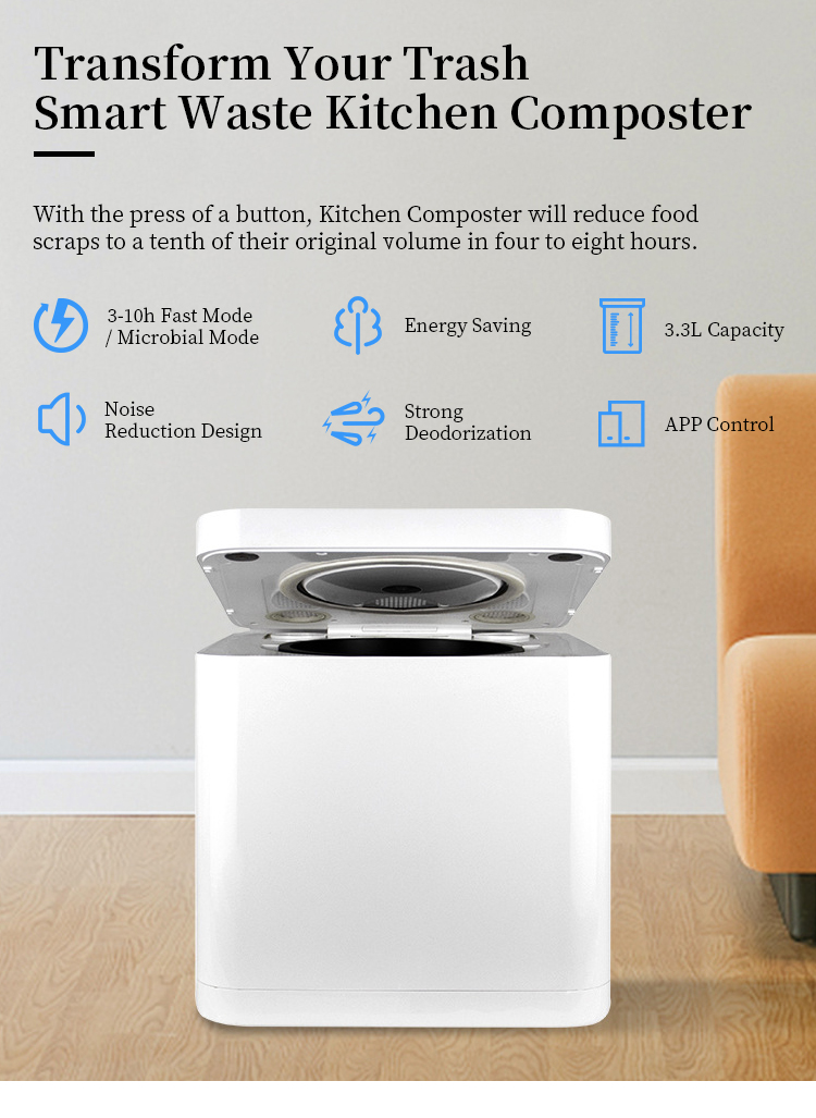 3.3L Power Saving Countertop Food Composter Kitchen Food Waste Composter With App Control