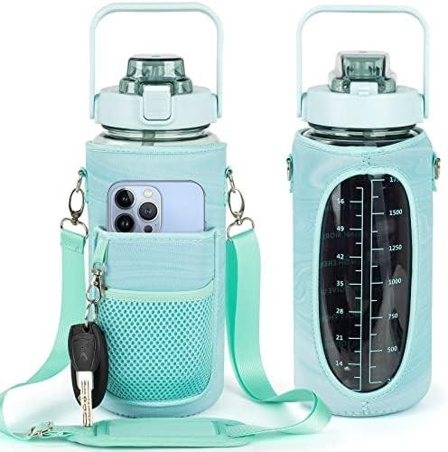 Half Gallon Water Bottle With Sleeve 64oz (2L) Inspirational Water Bottle With