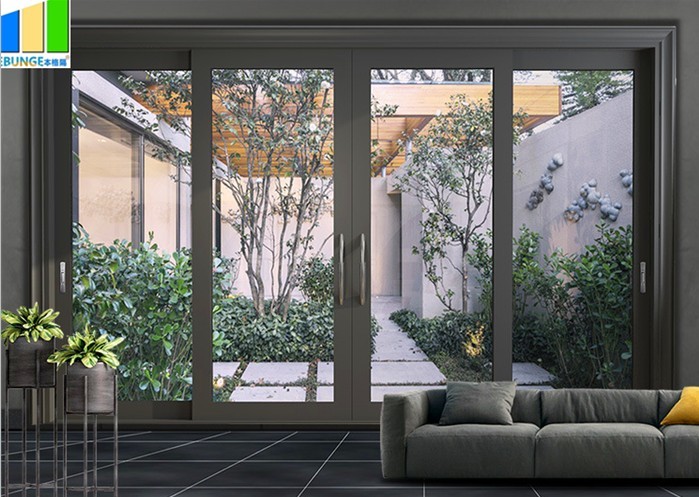 EBUNGE Commercial Exterior Accordion Double Glazed Glass Doors Sliding Bifolding Door For Residential