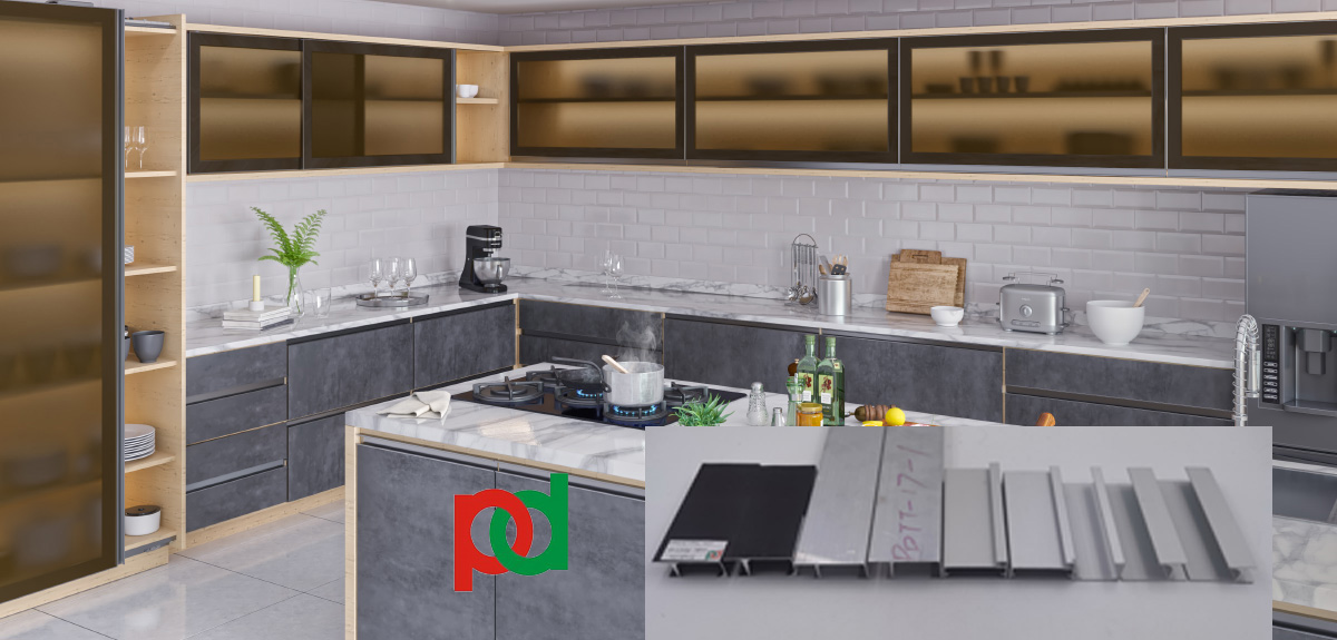 Multiple Styles Anodized Aluminium Kitchen Profiles 6 Meters Length