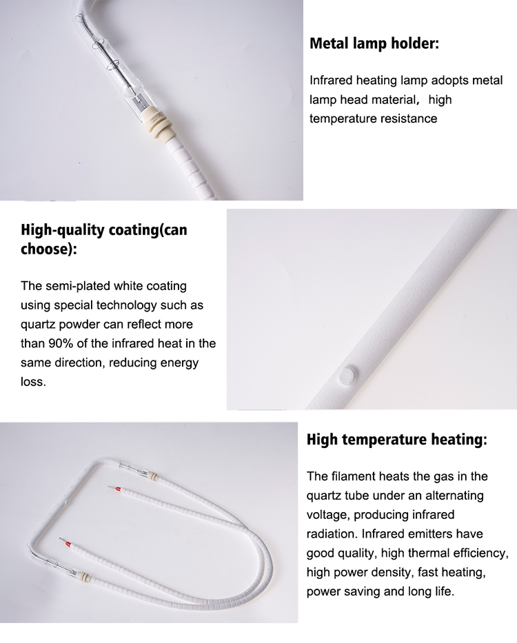 U-shaped Infrared Radiator For Industrial Rapid Heating Single Tube Halogen Shortwave Heating Lamp