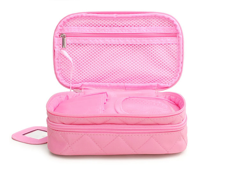 Travel Rhomboid Polyester Makeup Case Organizer For Girls