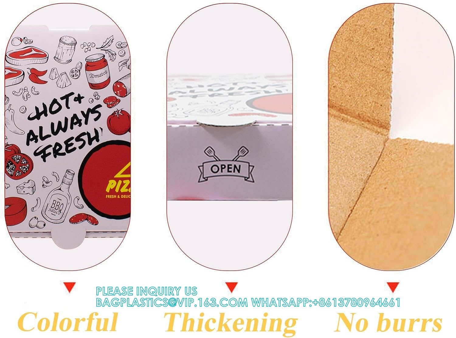 Kraft Corrugated Pizza Boxes BBQ Pattern Printing Cardboard Boxes Takeout Containers Takeaway Shipping Storage Box