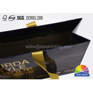 Glossy Laminated Full Color Printed Custom Paper Garment Bags with Ribbon Handle