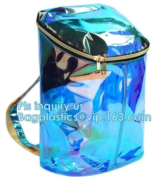 promotional clear waterproof plastic cosmetic packaging handle zipper top pouch