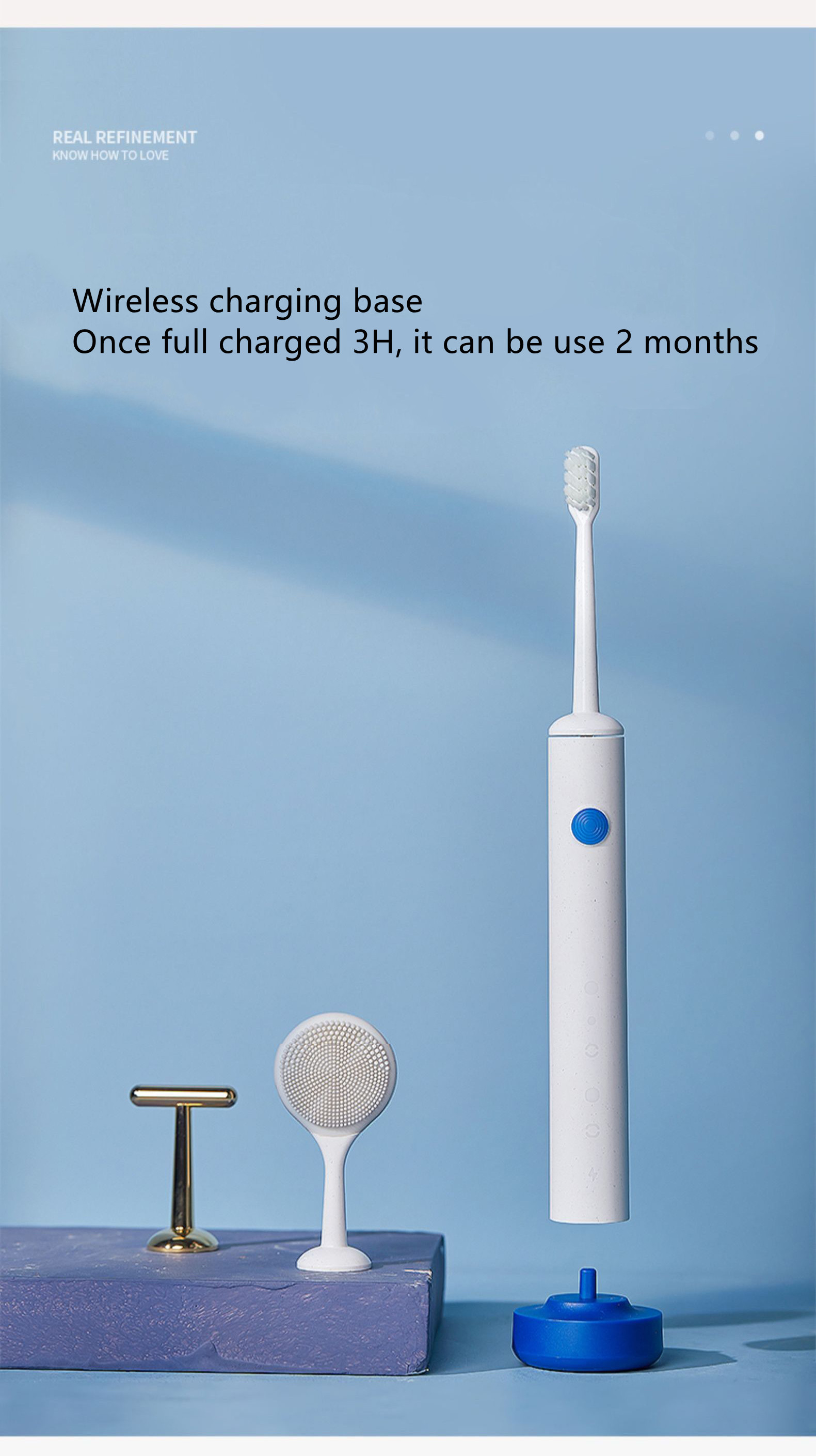Portable Toothbrush 3 In 1 Sonic Electric Cleaning Tools