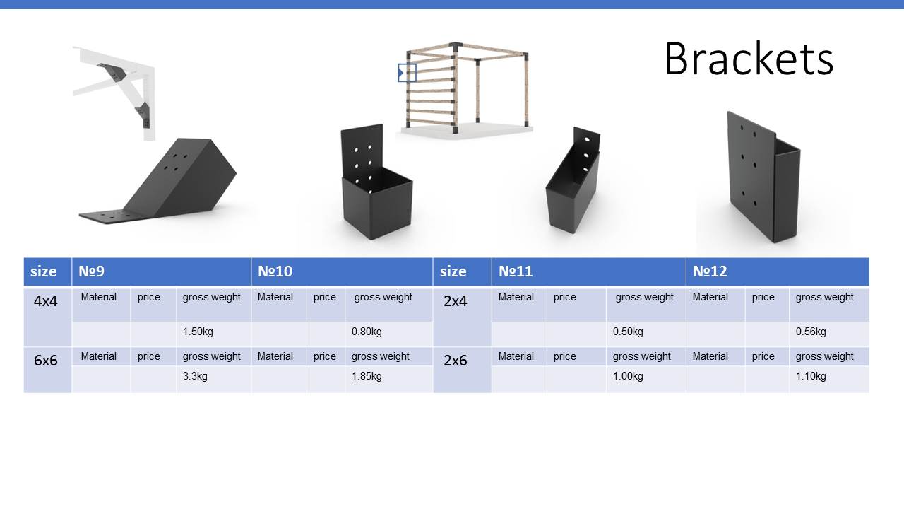 Black 4*4 6*6 Modular Size Metal Steel 3 Way Corner Pergola Bracket Wood Connectors Post Base Kits