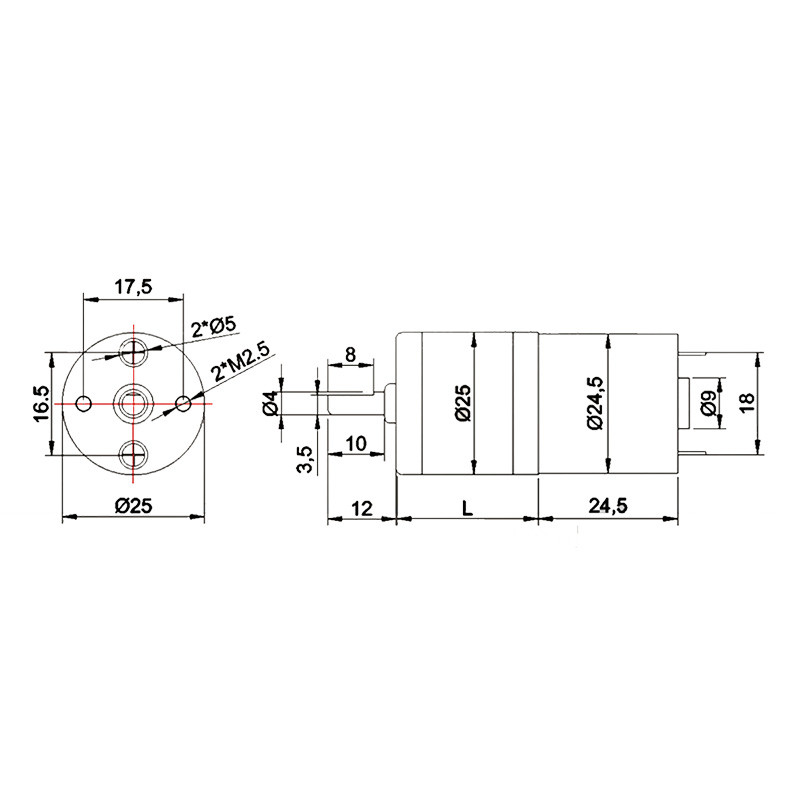 25mm Center Output Intelligent Robot Motor JGA25-340 Dc High Speed Gear Motor Dc Motor Gear Box