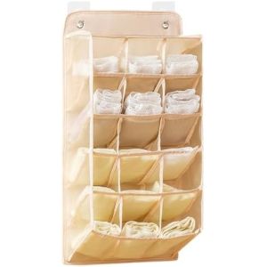 China 3D NEW DURABLE CLOSET HANGING ORGANIZER WITH 3D MESH POCKETS, WALL SHELF WARDROBE HANGING STORAGE BAG (BEIGE-2PACK) on sale