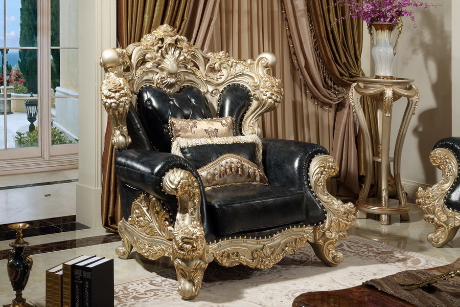 Luxury Classic French design of Living room Sofa sets 1+2+3 used Beech wood fame and Import Italy Leather upholstered