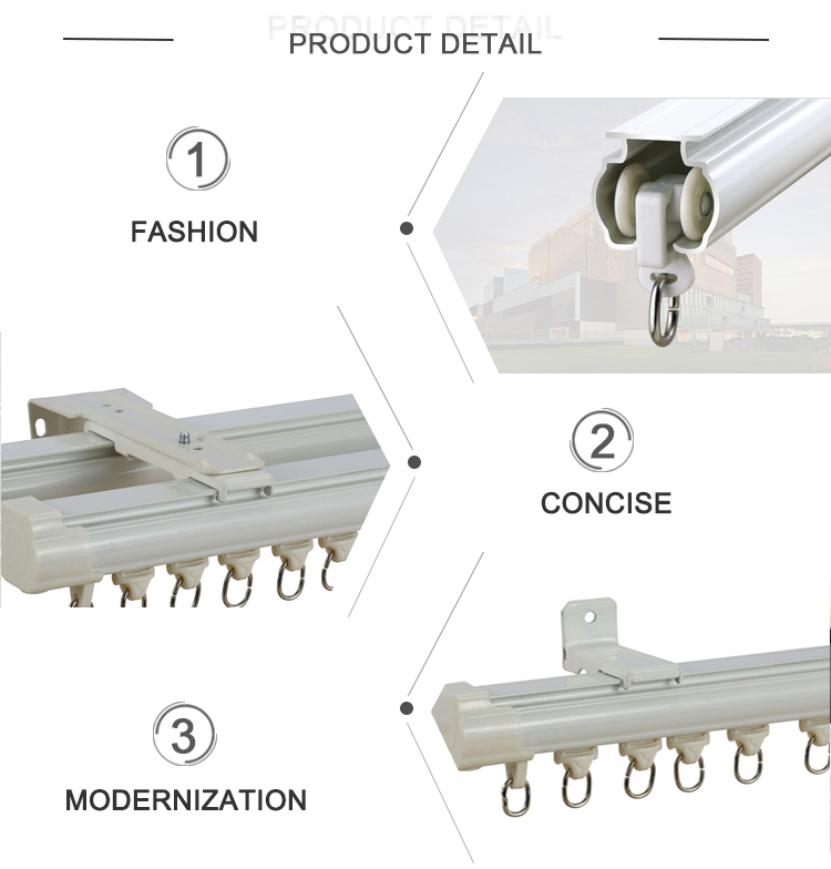 Modern Silent Curtain Track Ceiling Mounted With Electrophoresis