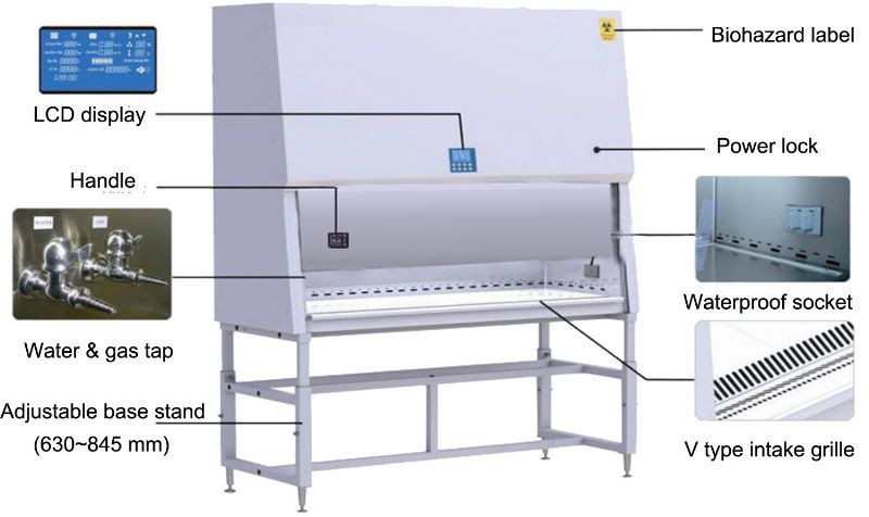Professional Class II A2 Biological Safety Cabinet LCD Dispaly For Hospital