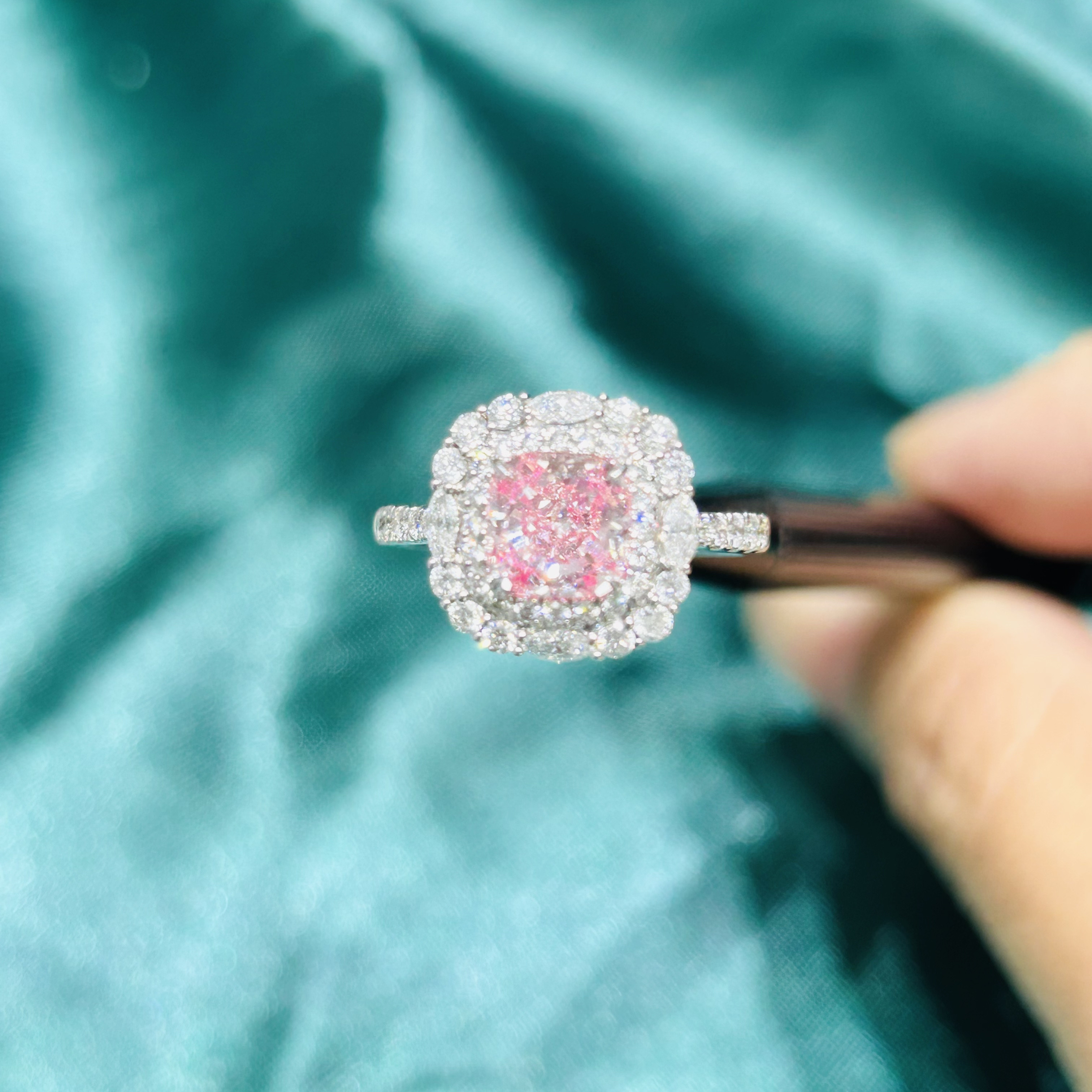 Jewelry Design Lab Diamond Jewelry classic solitaire Pink Cushion Fancy Diamond Ring