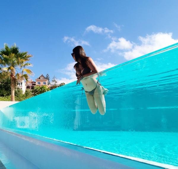 Durable Family Swimming Pool AUPOOL Modern Design Outdoor Clear Acrylic Swimming