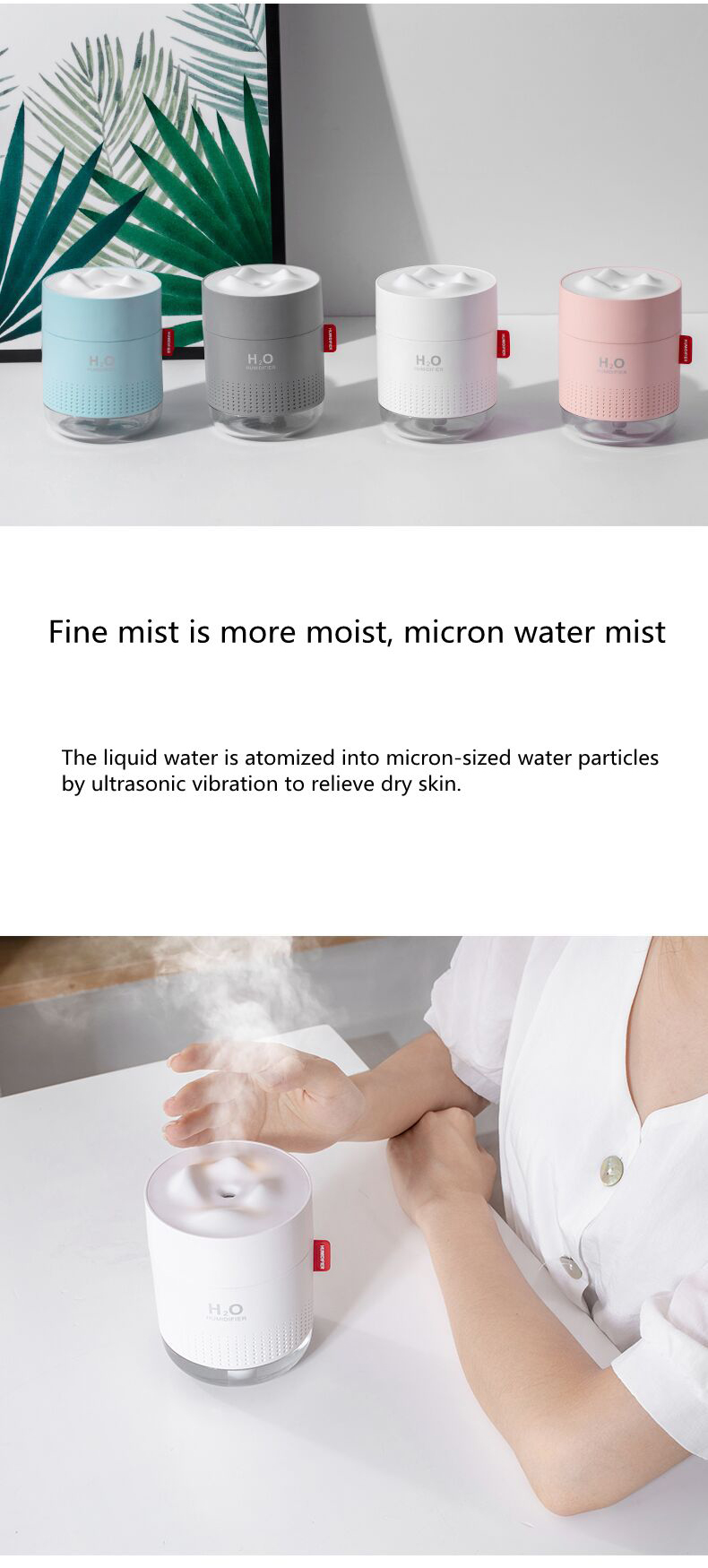 Homefish OEM Luftbefeuchter 500ml Water Tank Capacity Pure Mist Humidifyers Air Portable Desktop H20