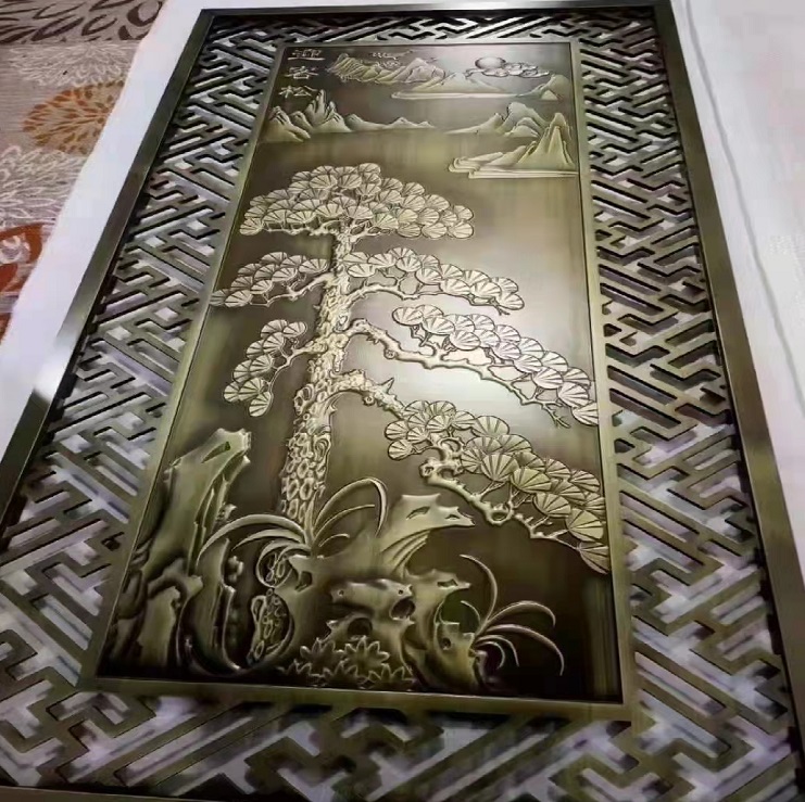 Stainless steel copper etching figure plate panel room divider soundproof
