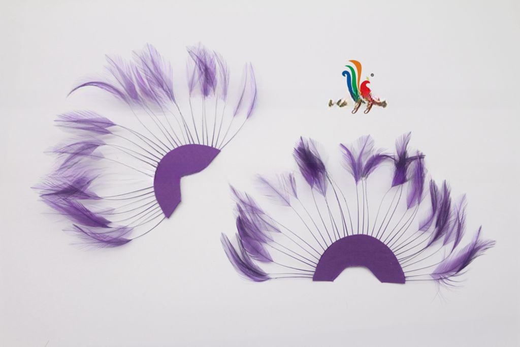 Stripped Heckle Feather Fan , Goose Hand Held Feather Fans For Decoration