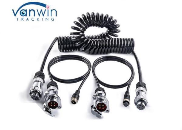 4 Core PU Truck Trailer Safety Spiral Cable / Vehicle Auto Tractor Trailer
