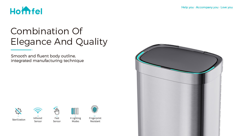 Home Stainless Steel Garbage Bin with Automatic Sensor and Batteries Required Customized Smart Trash Bin