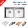 Buy cheap 5mm Large Undermount Kitchen Sink Stainless Steel Drop In Double Bowl 92x56 from wholesalers