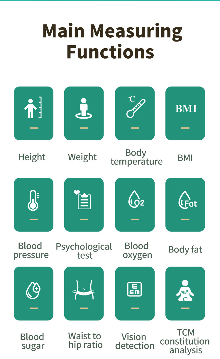 Height Weight Scale Printer Health Check Kiosk With Blood Pressure Fat Mass