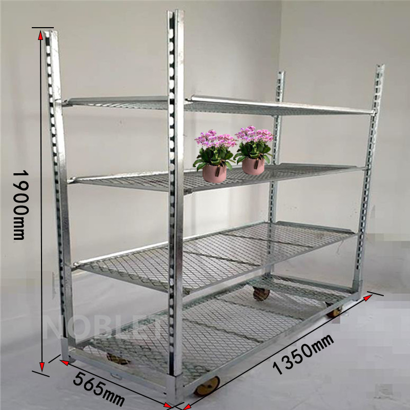 Greenhouse Light Duty Rolling Dutch Metal Flower Trolleys Hot Galvanized