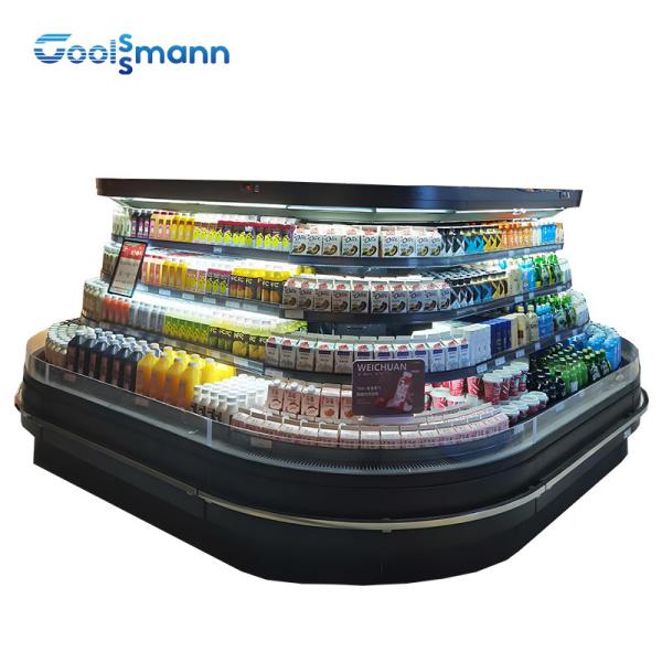 Half Height Food Display Refrigerator , Air Curtain Fridge Anti - Collision