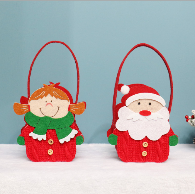 2021 new hot selling Christmas Santa felt tote bag reusable woman shopping bag handle bag for Christmas gift