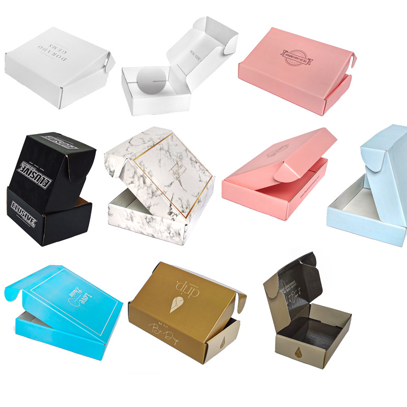 Custom Colorful Folding Corrugated Craft Paper Shipping Mailer Boxes Add Your Own Logo
