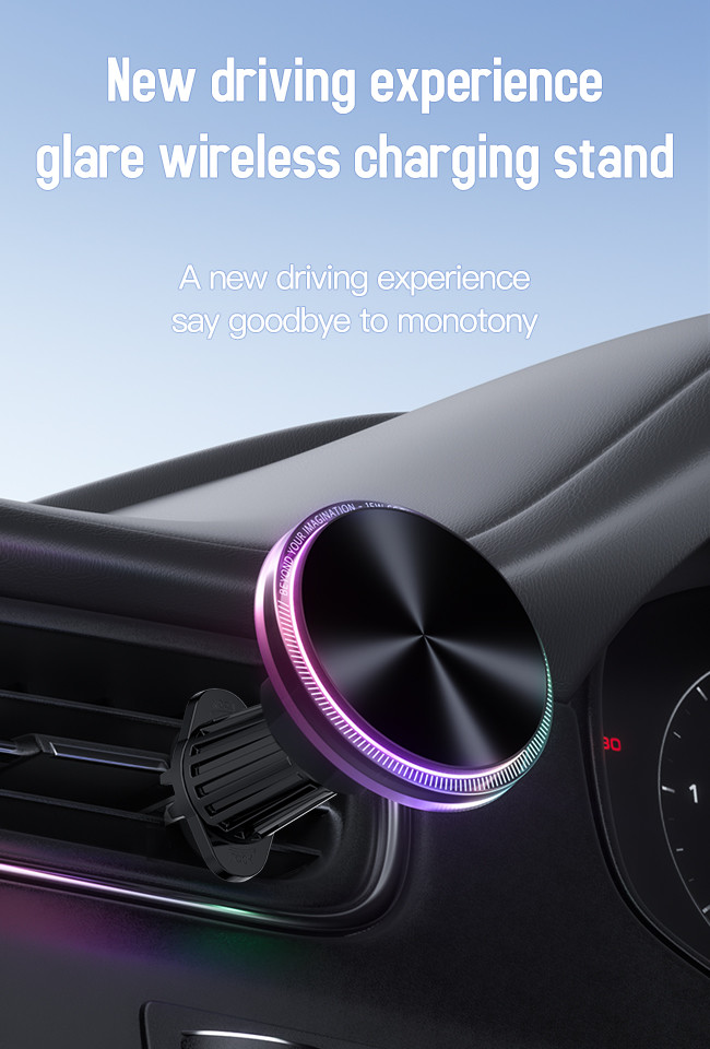 Crystal Ambient Light Magnetic Car Phone Holder With Strong Magnetic Attraction And One Hand Operation