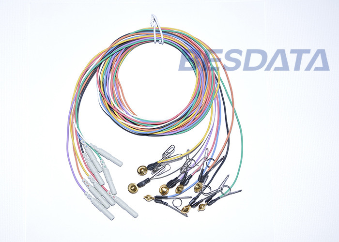 Clinical EEG Ear Clip Electrodes , Medical EEG Cable 1.5mm Din Connector