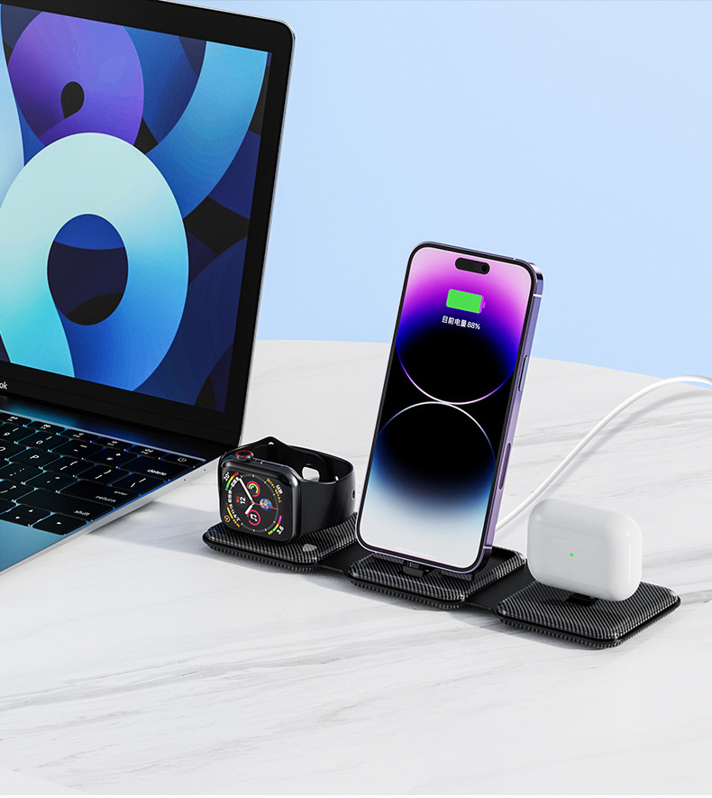 Foldable 3 In 1 Wireless Charger Magnetic Vertical Fast Speed