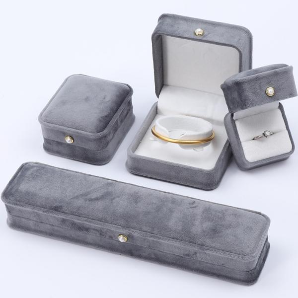 Grey Round Corner Pearl Ornament Velvet Jewelry Box Luxury Jewellry Packaging