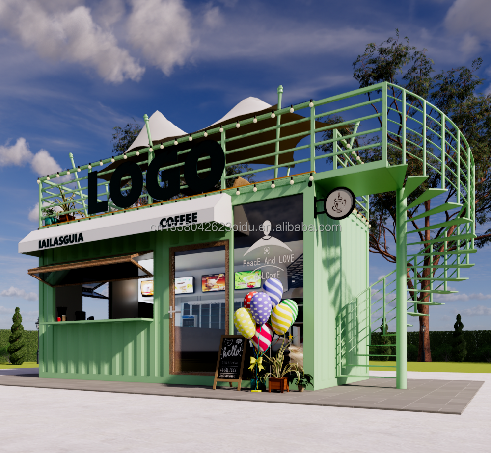 Galvanized Steel Bending 20ft Prefabricated Container for Customized Color Restaurant Cafe Coffee Shop Bar
