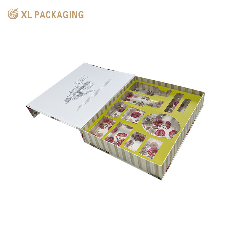 Custom Elegent Inside White Colour Printing Magnetic SkinCare Packaging 157gsm Artpaper Packing Cosmetic Box